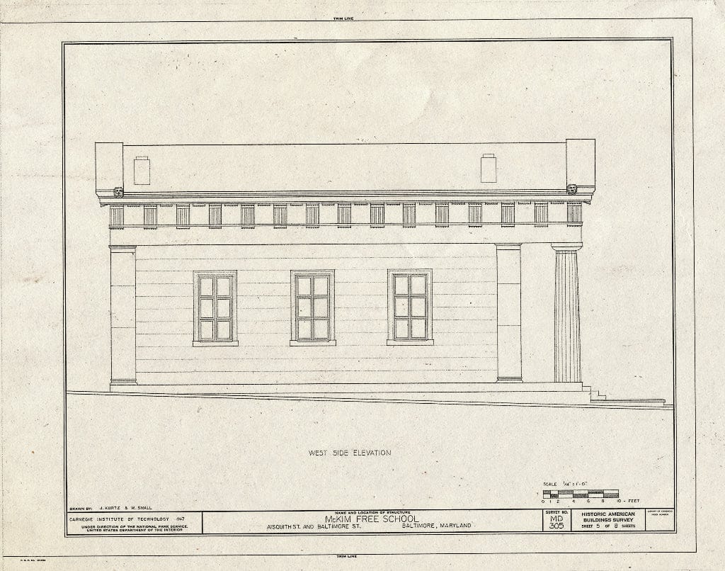Blueprint HABS MD,4-BALT,49- (Sheet 5 of 8) - McKim Free School, 1120 East Baltimore Street, Baltimore, Independent City, MD
