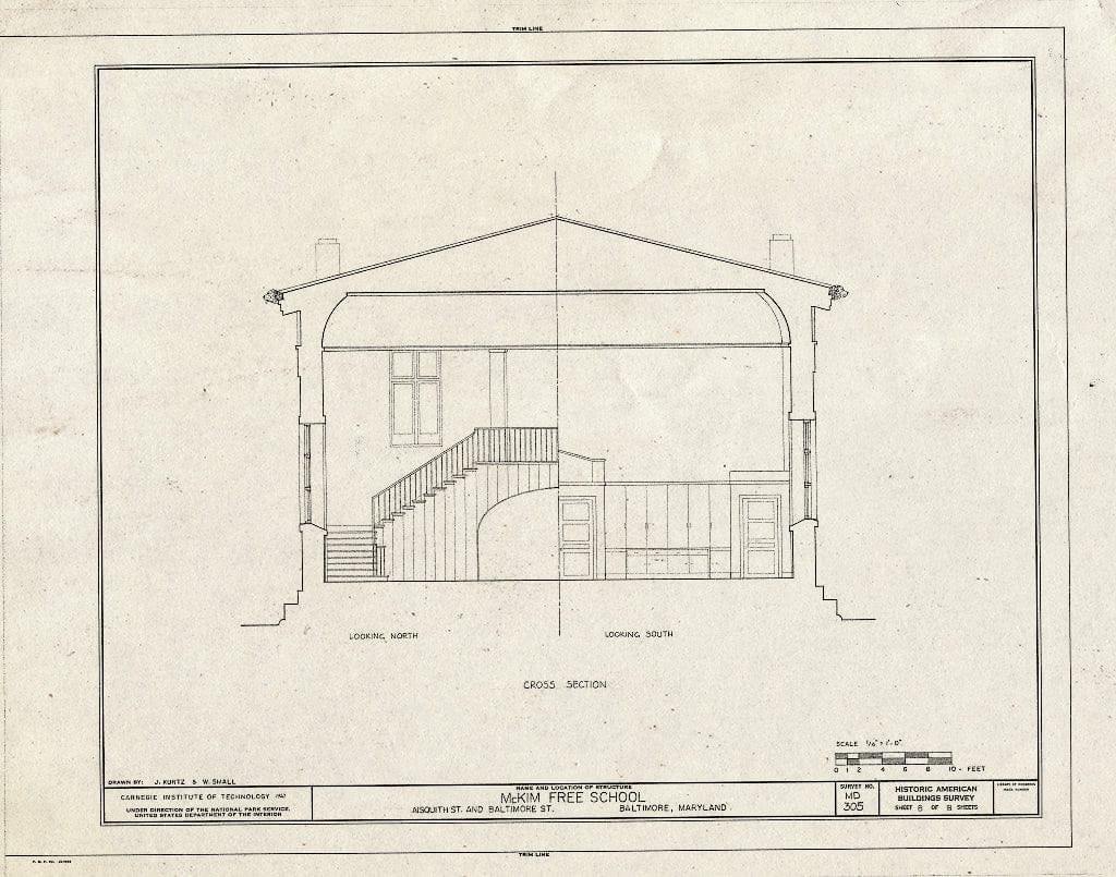 Blueprint HABS MD,4-BALT,49- (Sheet 8 of 8) - McKim Free School, 1120 East Baltimore Street, Baltimore, Independent City, MD