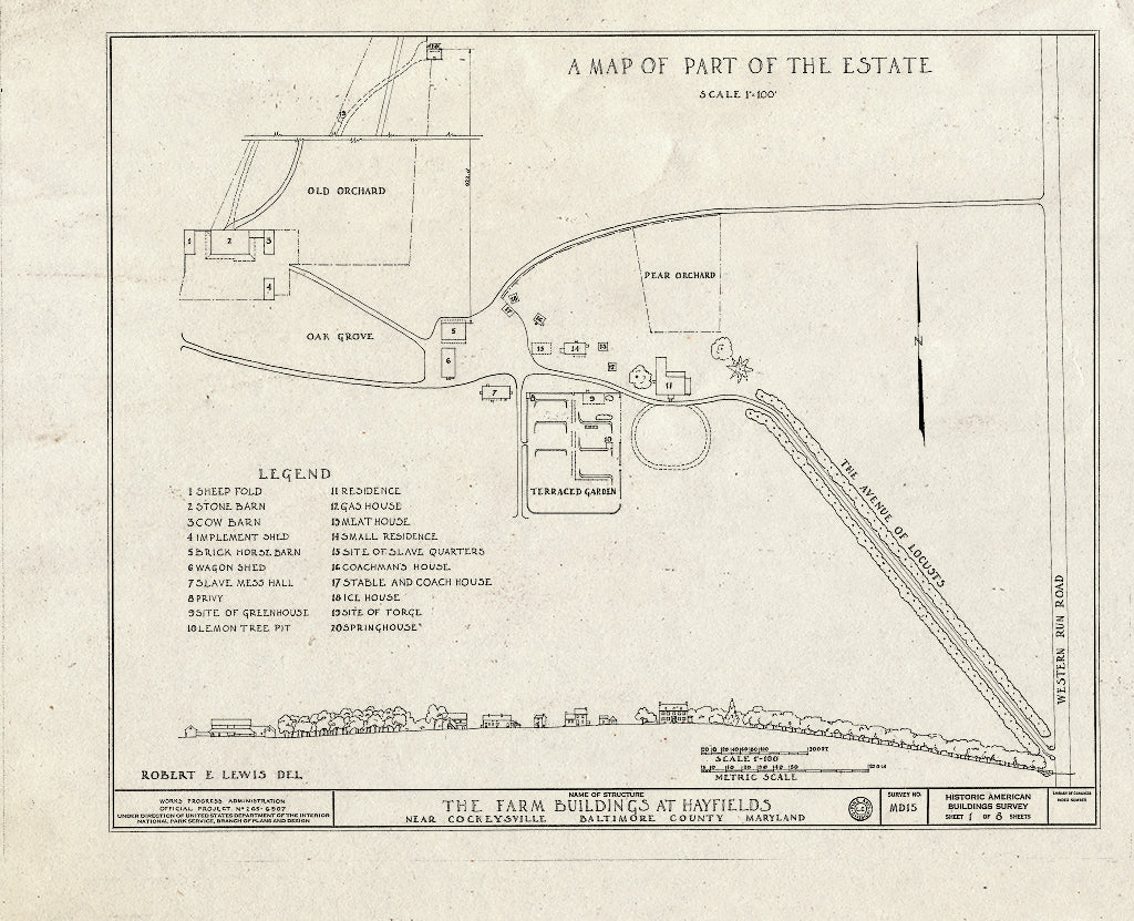 Blueprint HABS MD,3-Cock.V,1- (Sheet 1 of 8) - Hayfields Farm Buildings, Worthington Valley, Cockeysville, Baltimore County, MD