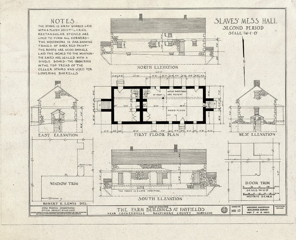 Blueprint HABS MD,3-Cock.V,1- (Sheet 7 of 8) - Hayfields Farm Buildings, Worthington Valley, Cockeysville, Baltimore County, MD