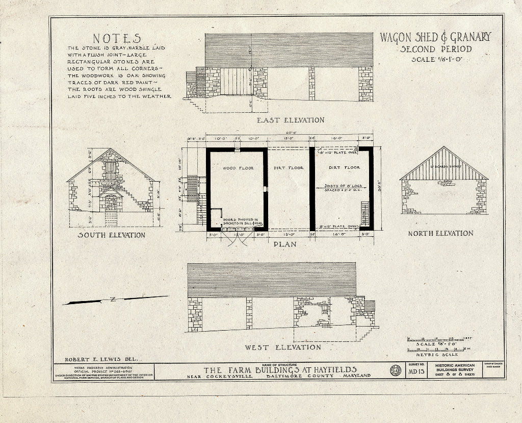 Blueprint HABS MD,3-Cock.V,1- (Sheet 8 of 8) - Hayfields Farm Buildings, Worthington Valley, Cockeysville, Baltimore County, MD