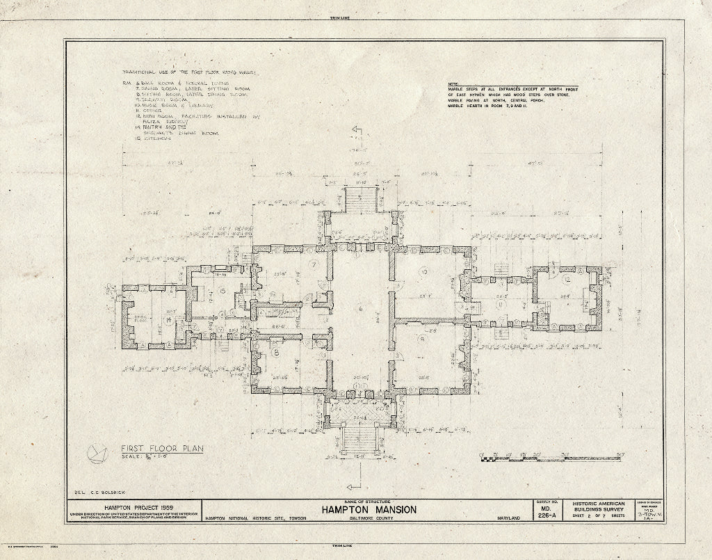Blueprint HABS MD,3-Tow.V,1A- (Sheet 2 of 7) - Hampton, Mansion, 535 Hampton Lane, Towson, Baltimore County, MD
