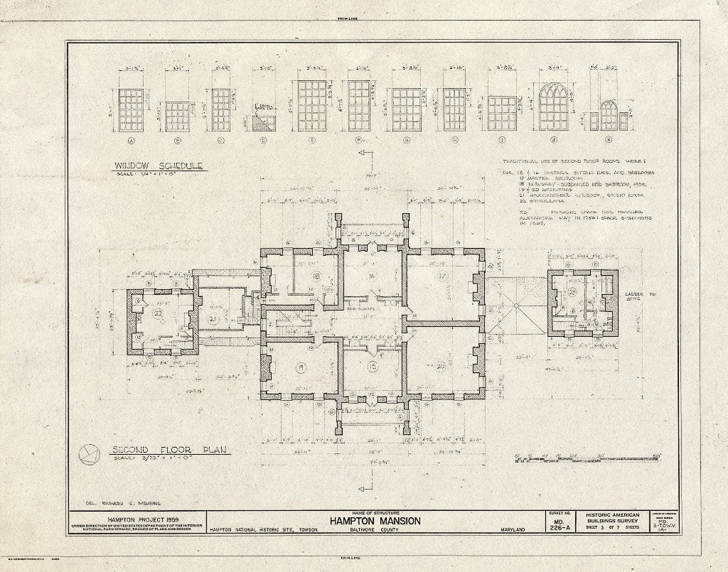 Blueprint HABS MD,3-Tow.V,1A- (Sheet 3 of 7) - Hampton, Mansion, 535 Hampton Lane, Towson, Baltimore County, MD