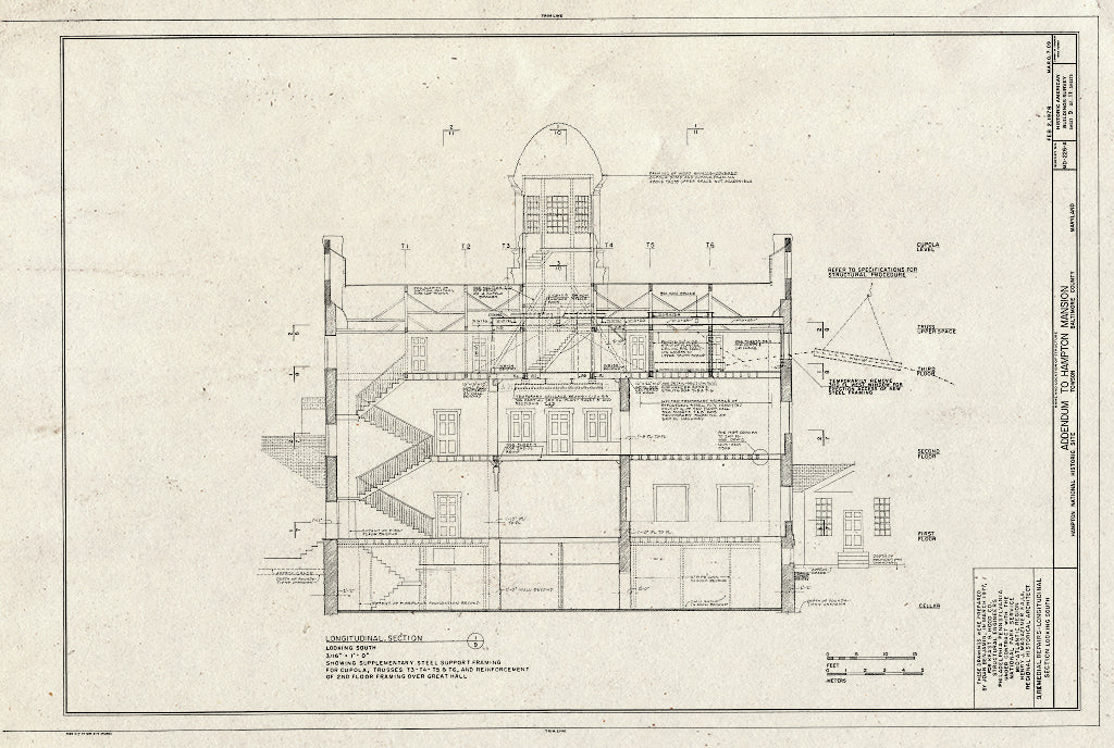 Blueprint HABS MD,3-Tow.V,1A- (Sheet 9 of 11) - Hampton, Mansion, 535 Hampton Lane, Towson, Baltimore County, MD
