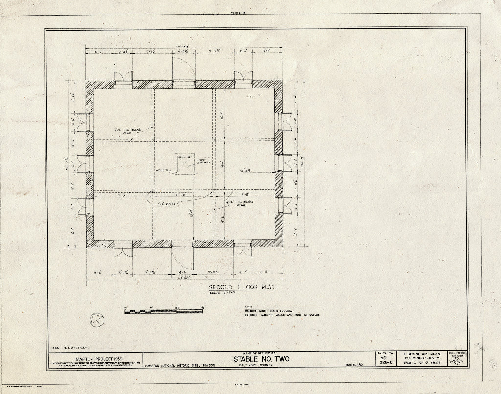 Blueprint HABS MD,3-Tow.V,1M- (Sheet 2 of 6) - Hampton, Stable Number Two, 535 Hampton Lane, Towson, Baltimore County, MD