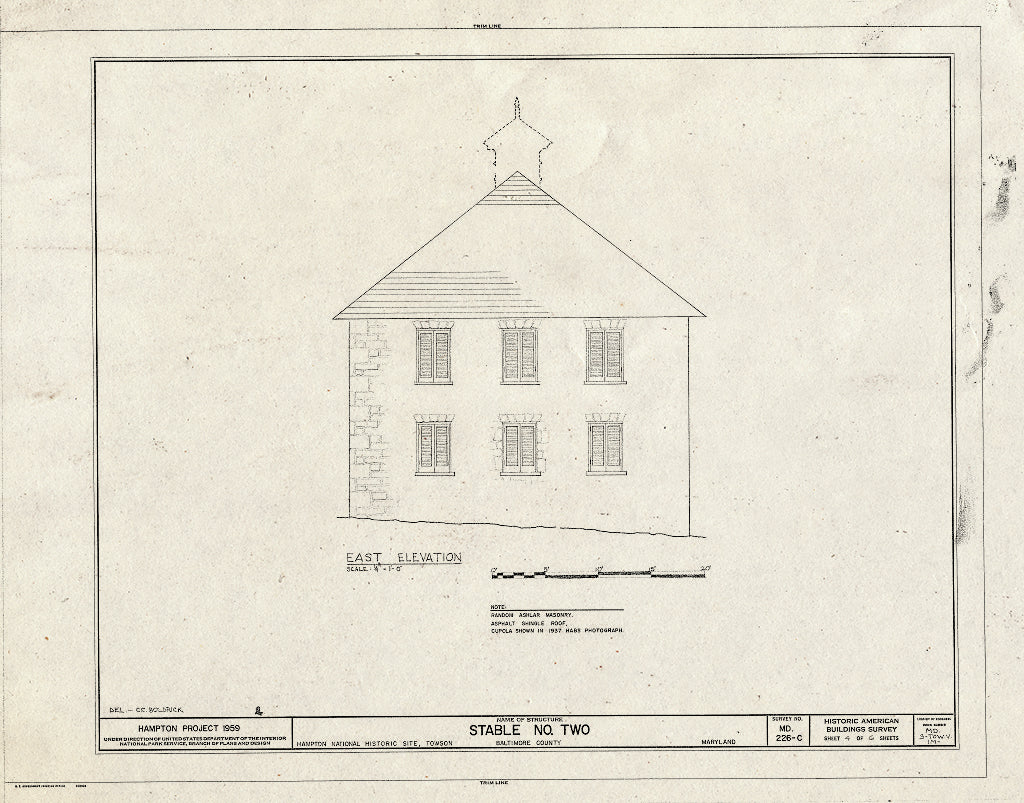 Blueprint HABS MD,3-Tow.V,1M- (Sheet 4 of 6) - Hampton, Stable Number Two, 535 Hampton Lane, Towson, Baltimore County, MD