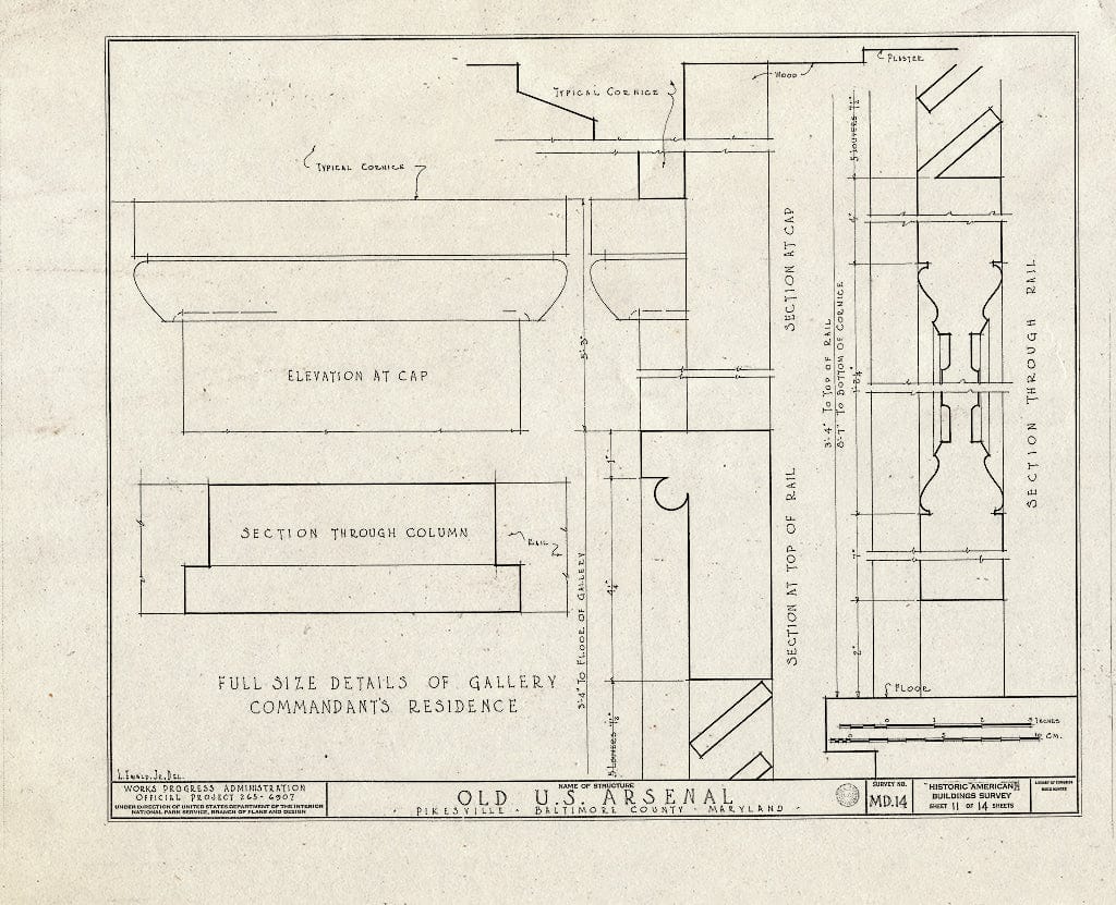 Blueprint HABS MD,3-PIKV,1- (Sheet 11 of 14) - U.S. Arsenal, Reisterstown Road, Pikesville, Baltimore County, MD