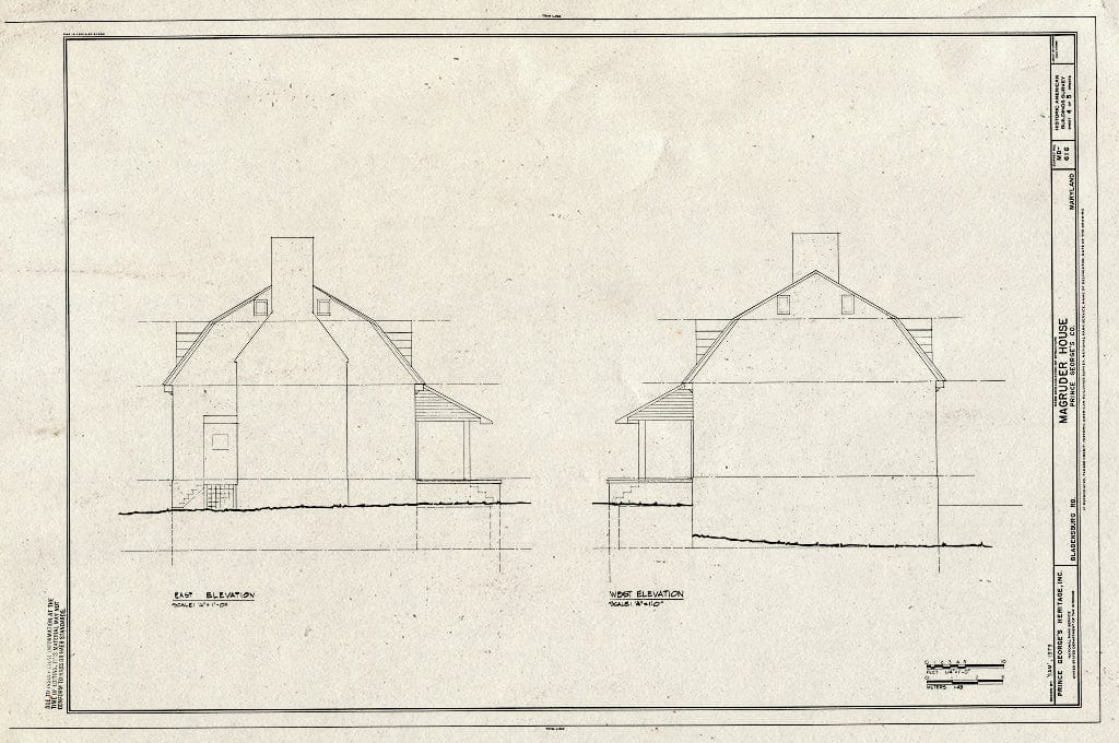 Blueprint HABS MD,17-BLAD,3- (Sheet 4 of 5) - Magruder House, 4703 Annapolis Road (Bladensburg Road), Bladensburg, Prince George's County, MD