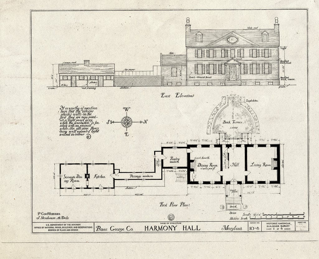 Blueprint HABS MD,17-Brock,3- (Sheet 1 of 6) - Harmony Hall, 10500 Livingstone Road (10511 Livingstone Road), Friendly, Prince George's County, MD