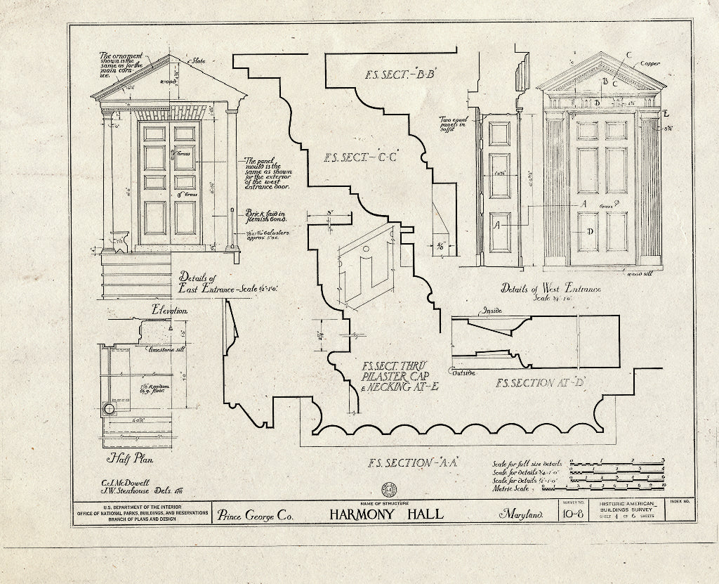 Blueprint HABS MD,17-Brock,3- (Sheet 4 of 6) - Harmony Hall, 10500 Livingstone Road (10511 Livingstone Road), Friendly, Prince George's County, MD