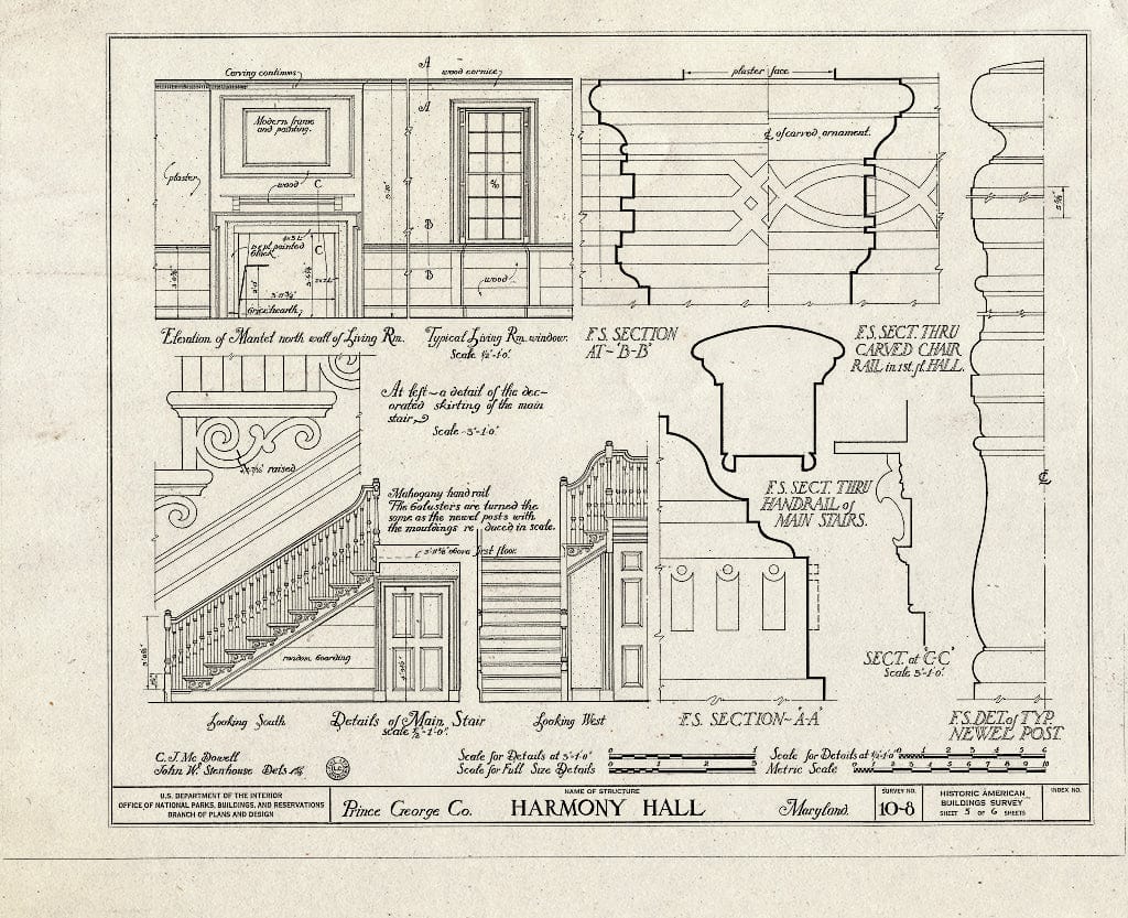 Blueprint HABS MD,17-Brock,3- (Sheet 5 of 6) - Harmony Hall, 10500 Livingstone Road (10511 Livingstone Road), Friendly, Prince George's County, MD