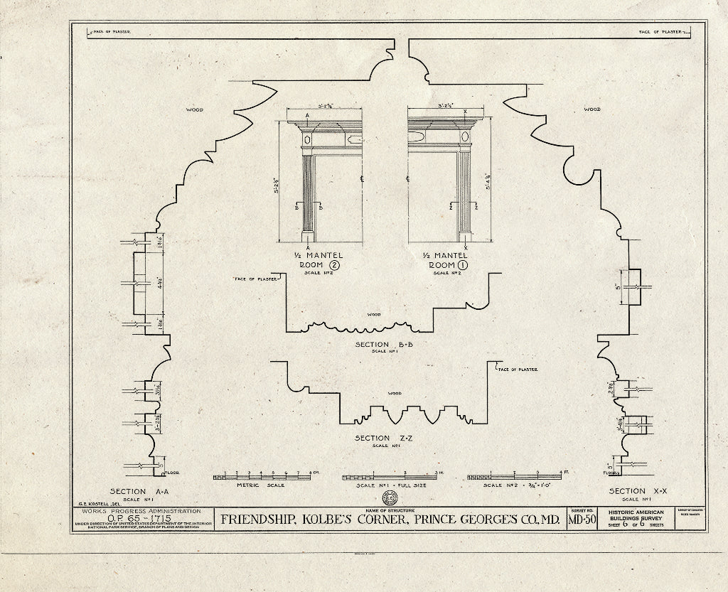 Blueprint HABS MD,17-Kolb,1- (Sheet 6 of 6) - Friendship, Kolbies Corner, State Routes 214 & 556, Largo, Prince George's County, MD