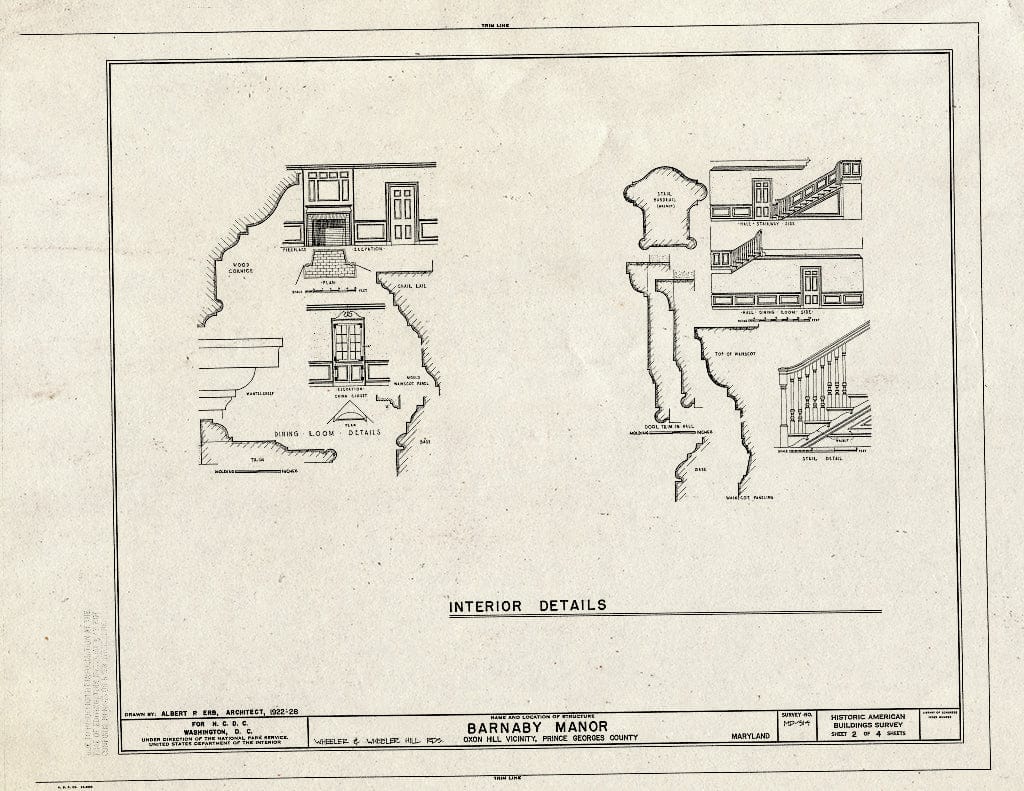 Blueprint HABS MD,17-OXHI.V,2- (Sheet 2 of 4) - Barnaby Manor, Wheeler & Wheeler Hill Roads, Oxon Hill, Prince George's County, MD