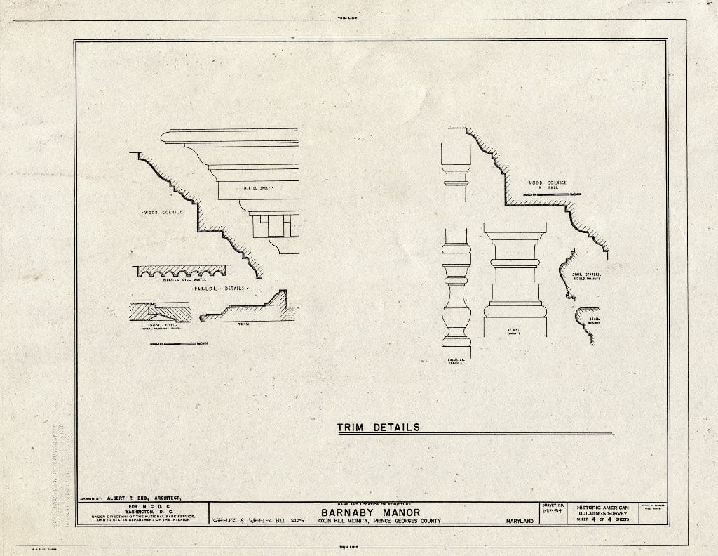 Blueprint HABS MD,17-OXHI.V,2- (Sheet 4 of 4) - Barnaby Manor, Wheeler & Wheeler Hill Roads, Oxon Hill, Prince George's County, MD