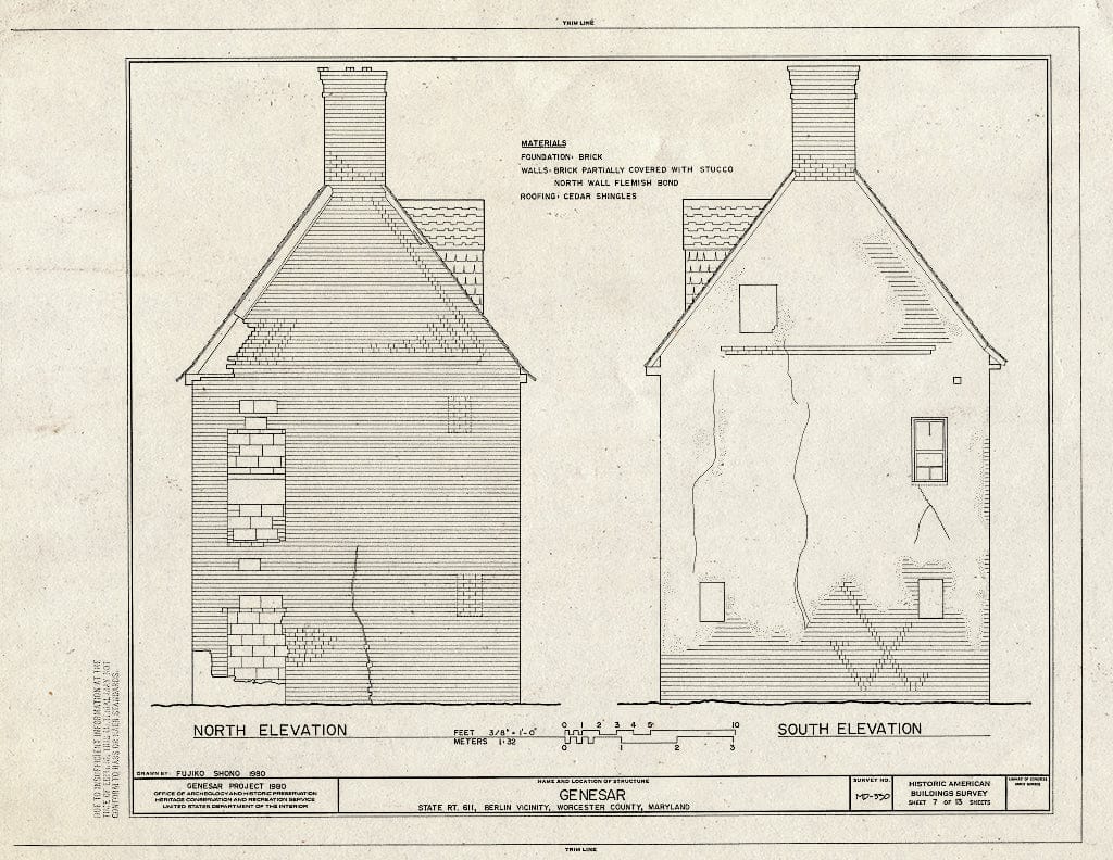 Blueprint HABS MD,24-BERL.V,2- (Sheet 7 of 13) - Genesar, State Route 611, Berlin, Worcester County, MD