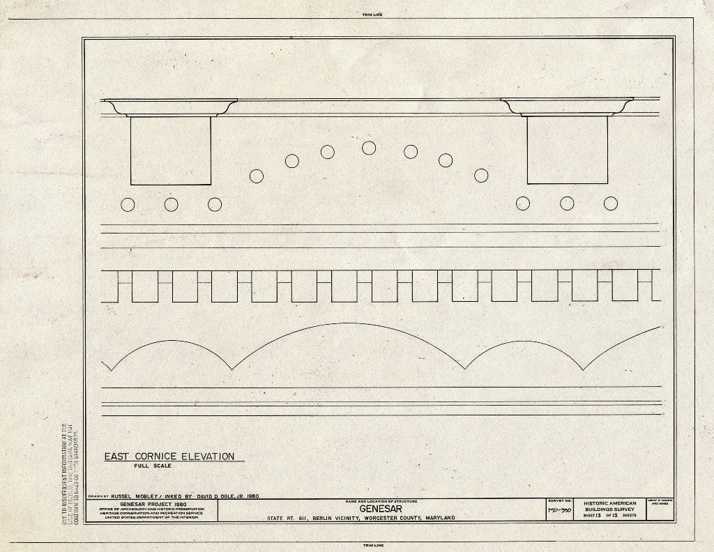 Blueprint HABS MD,24-BERL.V,2- (Sheet 13 of 13) - Genesar, State Route 611, Berlin, Worcester County, MD