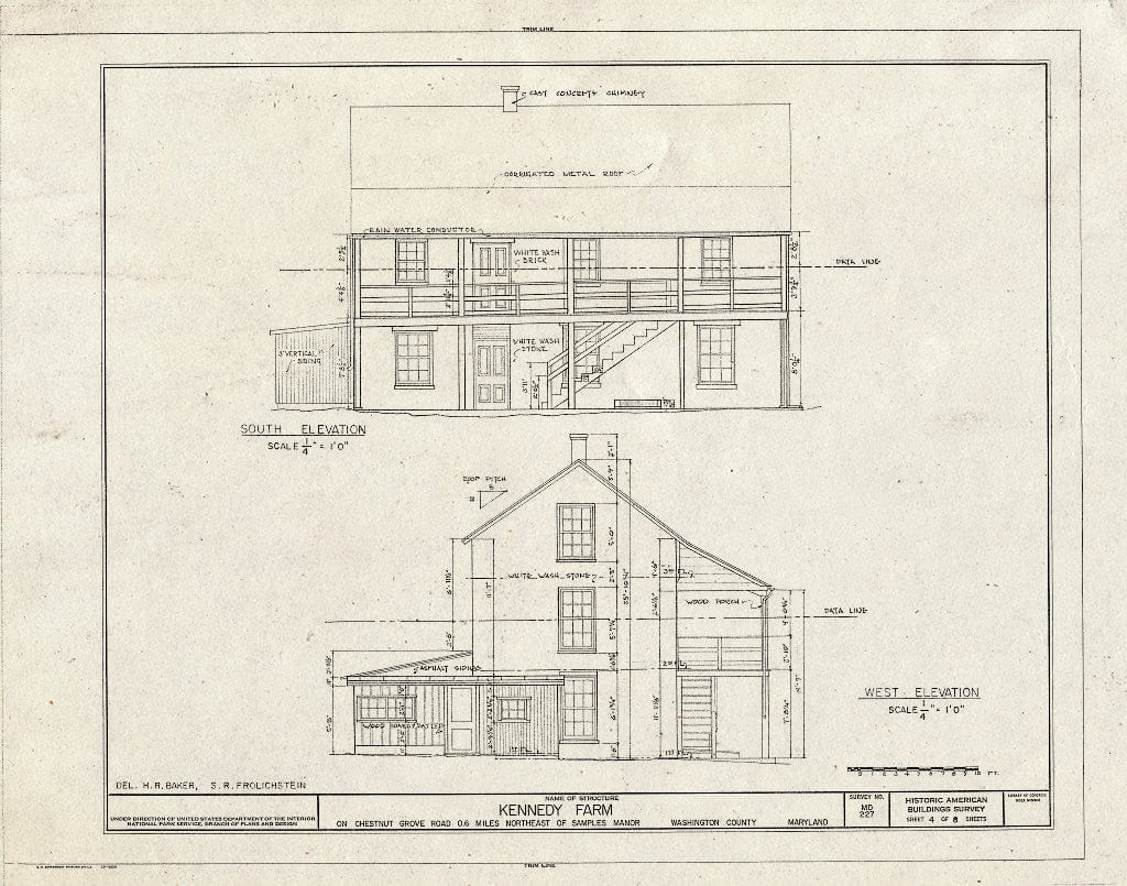 Blueprint HABS MD,22-Saman.V,1- (Sheet 4 of 8) - Kennedy Farm, Chestnut Grove Road, Samples Manor, Washington County, MD