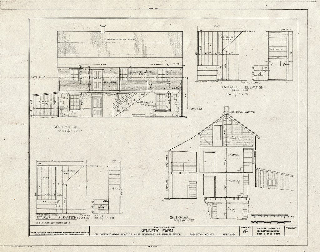 Blueprint HABS MD,22-Saman.V,1- (Sheet 6 of 8) - Kennedy Farm, Chestnut Grove Road, Samples Manor, Washington County, MD