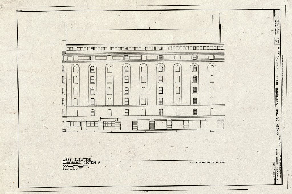 Blueprint HABS MD,4-BALT,126A- (Sheet 5 of 6) - Baltimore & Ohio Railroad, Camden Station, Warehouse Office Building, Camden Street, Baltimore, Independent City, MD