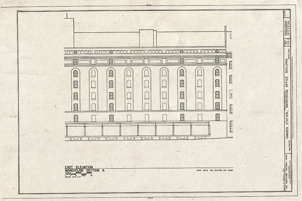 Blueprint HABS MD,4-BALT,126A- (Sheet 6 of 6) - Baltimore & Ohio Railroad, Camden Station, Warehouse Office Building, Camden Street, Baltimore, Independent City, MD