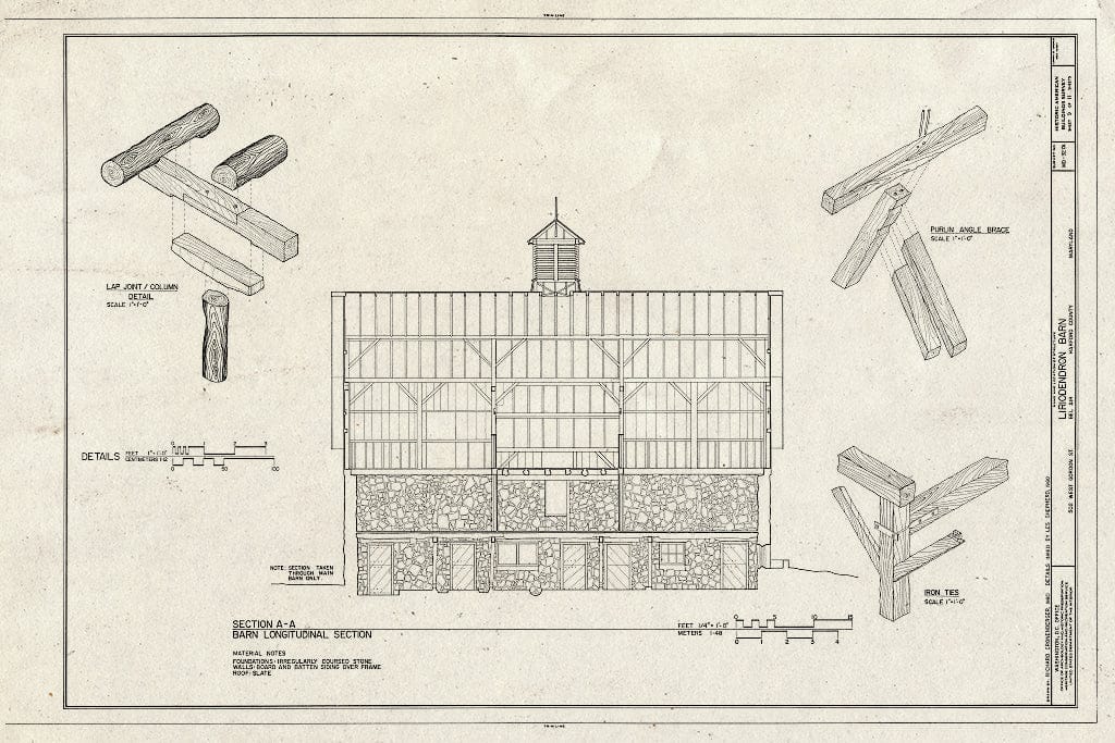 Blueprint HABS MD,13-BELA,3A- (Sheet 9 of 11) - Liriodendron, Barn, 502 West Gordon Street, Bel Air, Harford County, MD