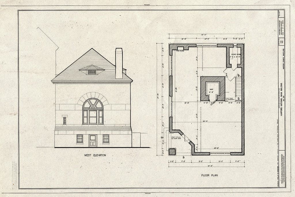 Blueprint HABS MD,13-BELA,2- (Sheet 1 of 3) - Harford National Bank, Bel Air, Harford County, MD