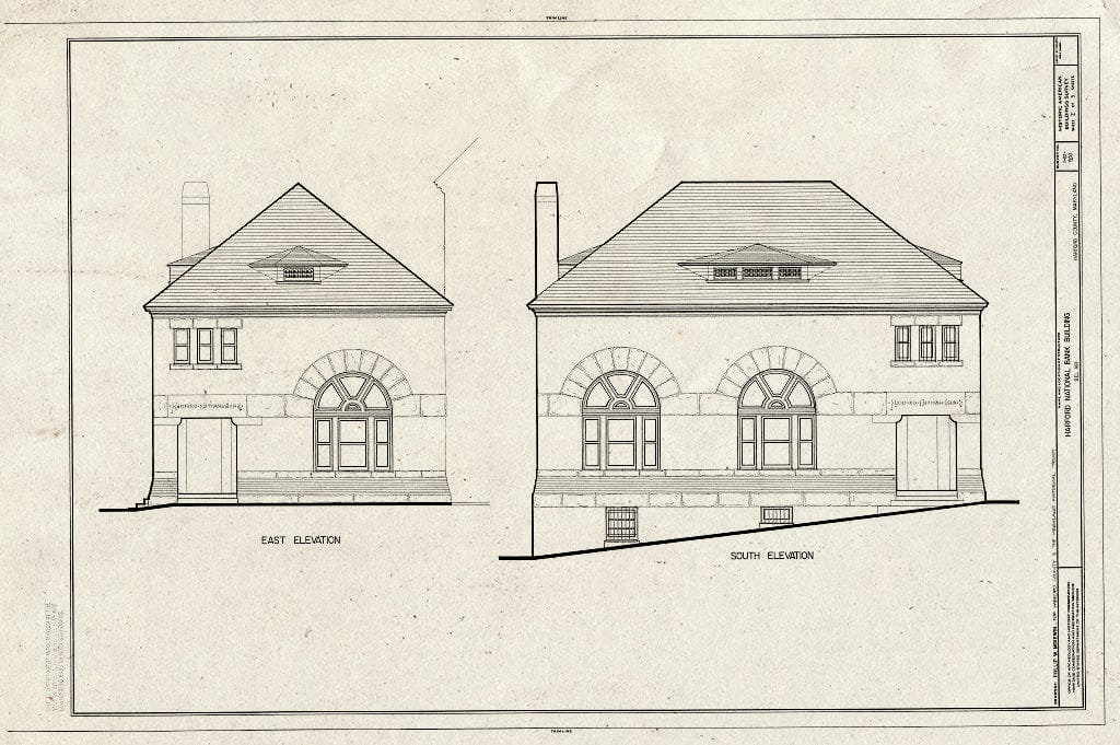 Blueprint HABS MD,13-BELA,2- (Sheet 2 of 3) - Harford National Bank, Bel Air, Harford County, MD