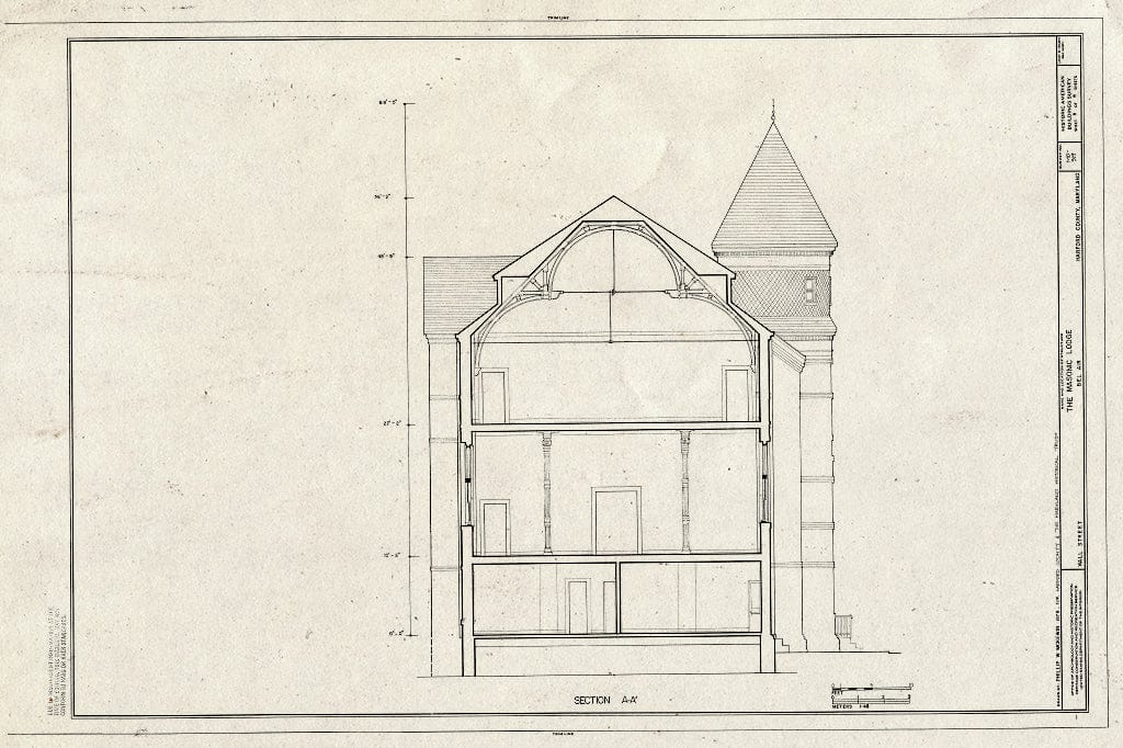 Blueprint HABS MD,13-BELA,4- (Sheet 8 of 8) - Masonic Lodge, Wall Street, Bel Air, Harford County, MD