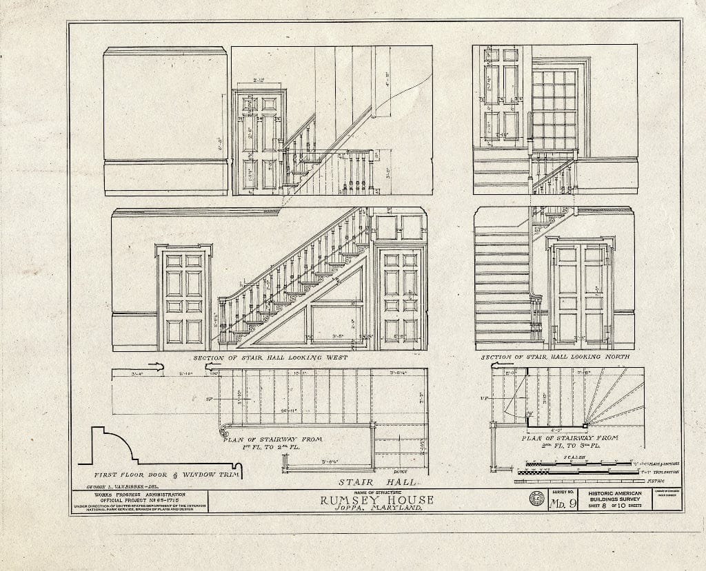 Blueprint HABS MD,13-JOP,1- (Sheet 8 of 10) - Benjamin Rumsey House, Bridge Drive, Joppatowne, Harford County, MD