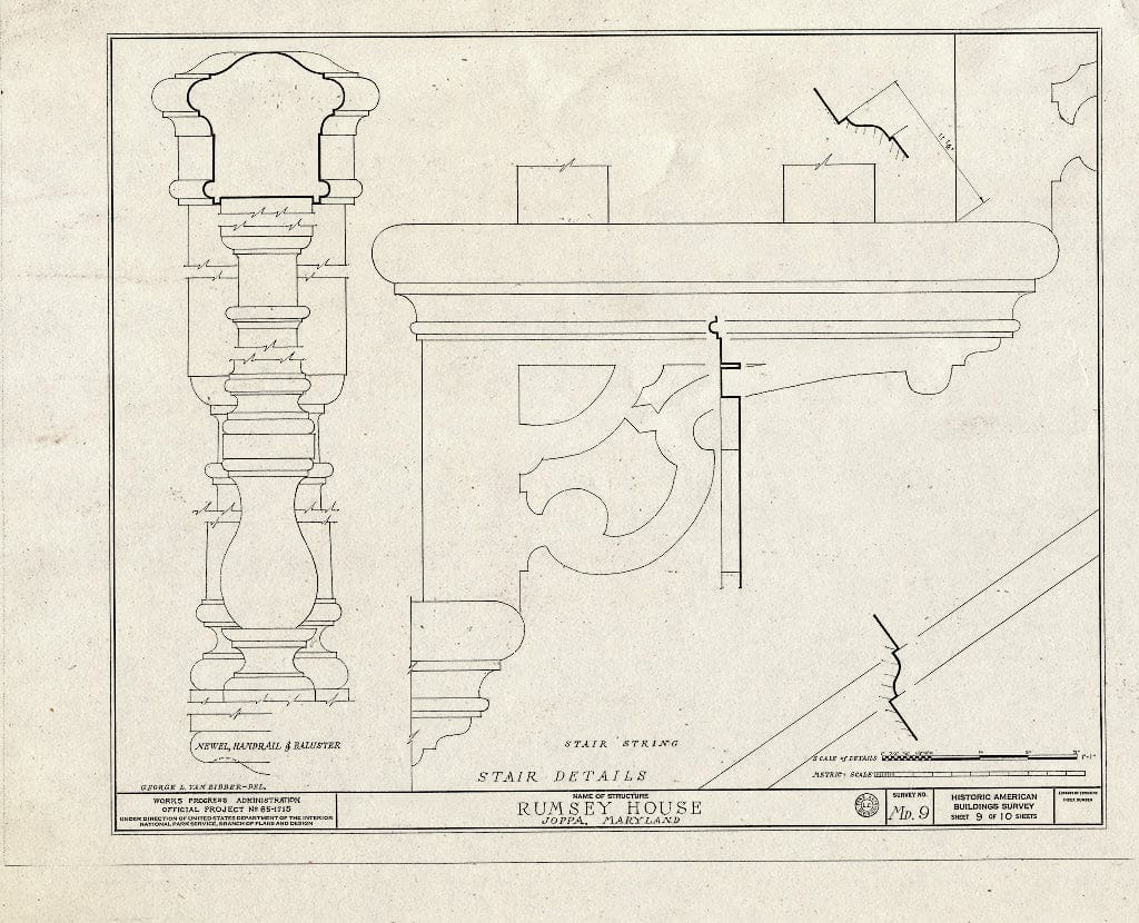 Blueprint HABS MD,13-JOP,1- (Sheet 9 of 10) - Benjamin Rumsey House, Bridge Drive, Joppatowne, Harford County, MD