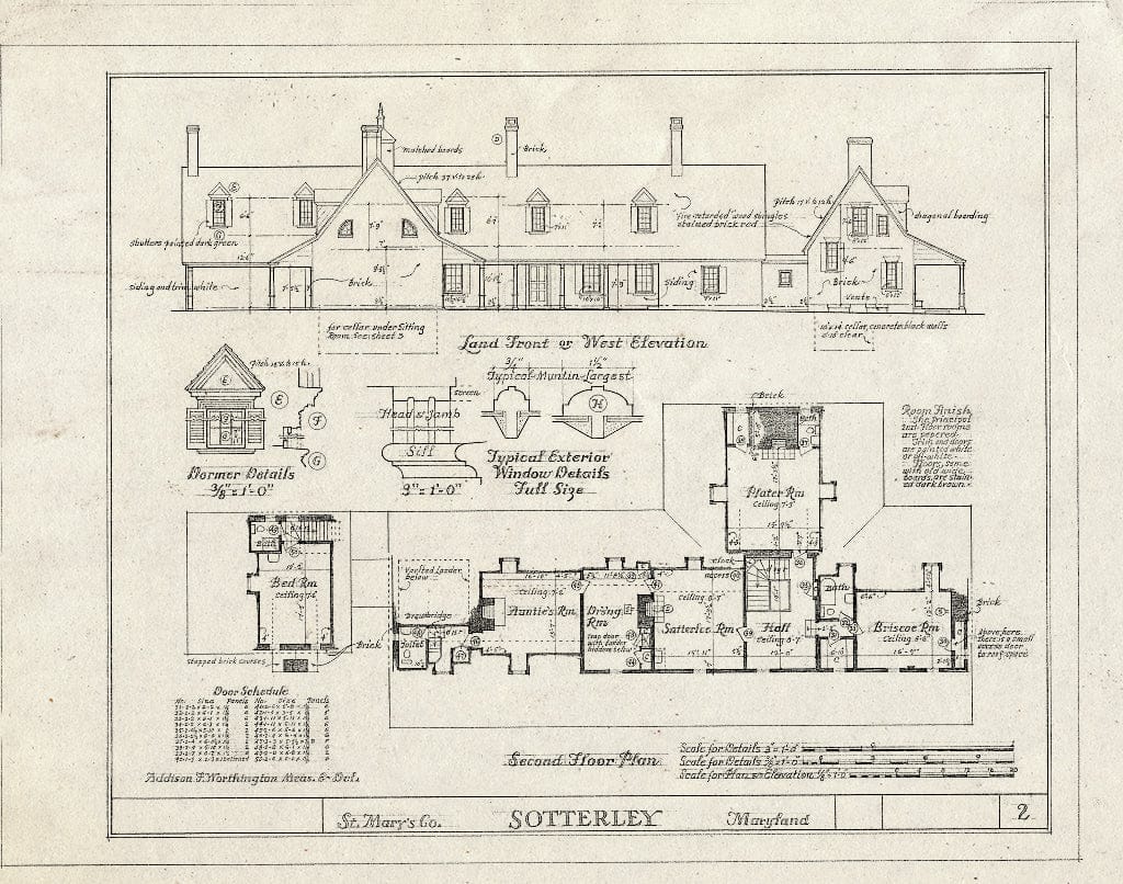Blueprint HABS MD,19-HOLWO.V,3- (Sheet 2 of 6) - Sotterly, State Route 245 & Vista Road Vicinity, Hollywood, St. Mary's County, MD