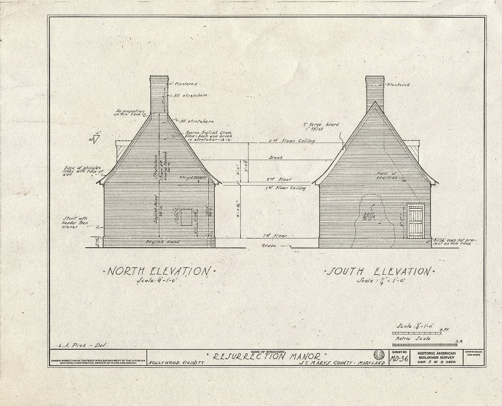 Blueprint HABS MD,19-HOLWO.V,1- (Sheet 5 of 8) - Resurrection Manor, Old Highway, Hollywood, St. Mary's County, MD