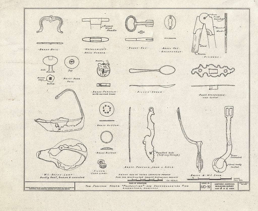 Blueprint HABS MD,22-HAGTO,2- (Sheet 4 of 6) - Jonathan Hager House (Foundation), Hagerstown, Washington County, MD