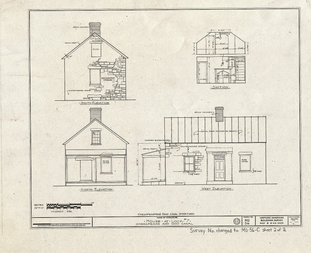 Blueprint HABS MD,16-,4- (Sheet 2 of 2) - Chesapeake & Ohio Canal, Lockhouse at Lock 7, George Washington Parkway Vicinity, Glen Echo, Montgomery County, MD