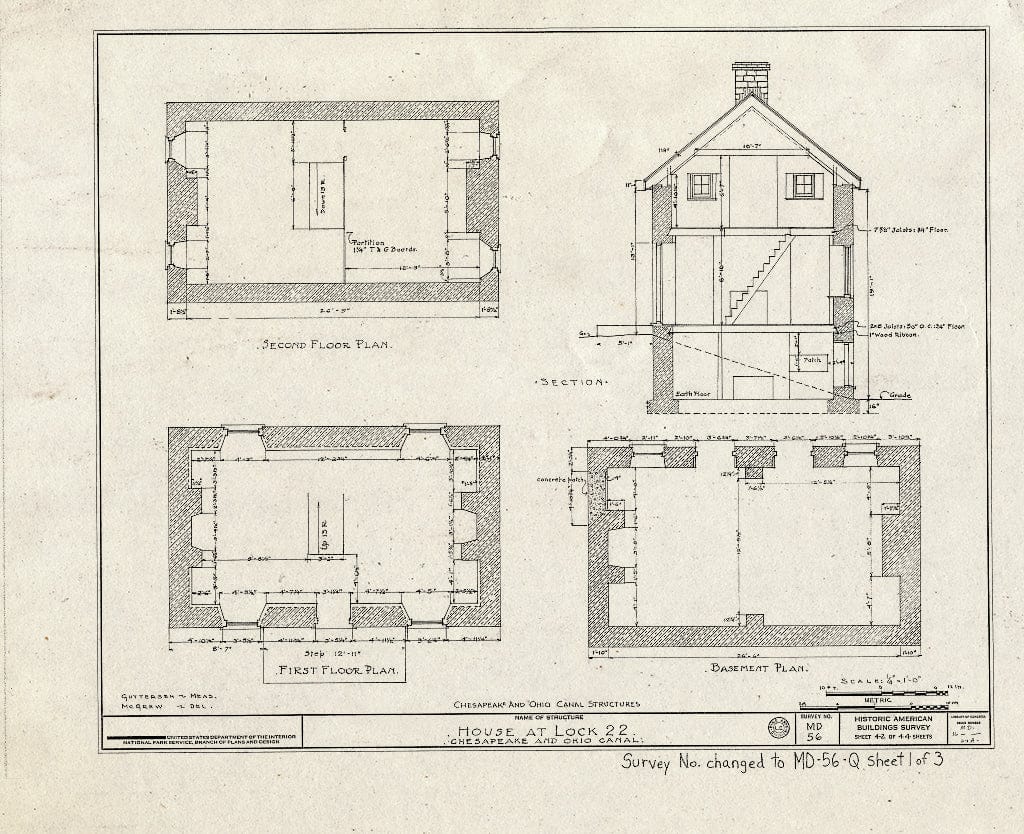 Blueprint HABS MD,16-,27A- (Sheet 1 of 3) - Chesapeake & Ohio Canal, Lockhouse at Lock 22, Pennyfield Lock Road, State Route 190 Vicinity, Seneca, Montgomery County, MD