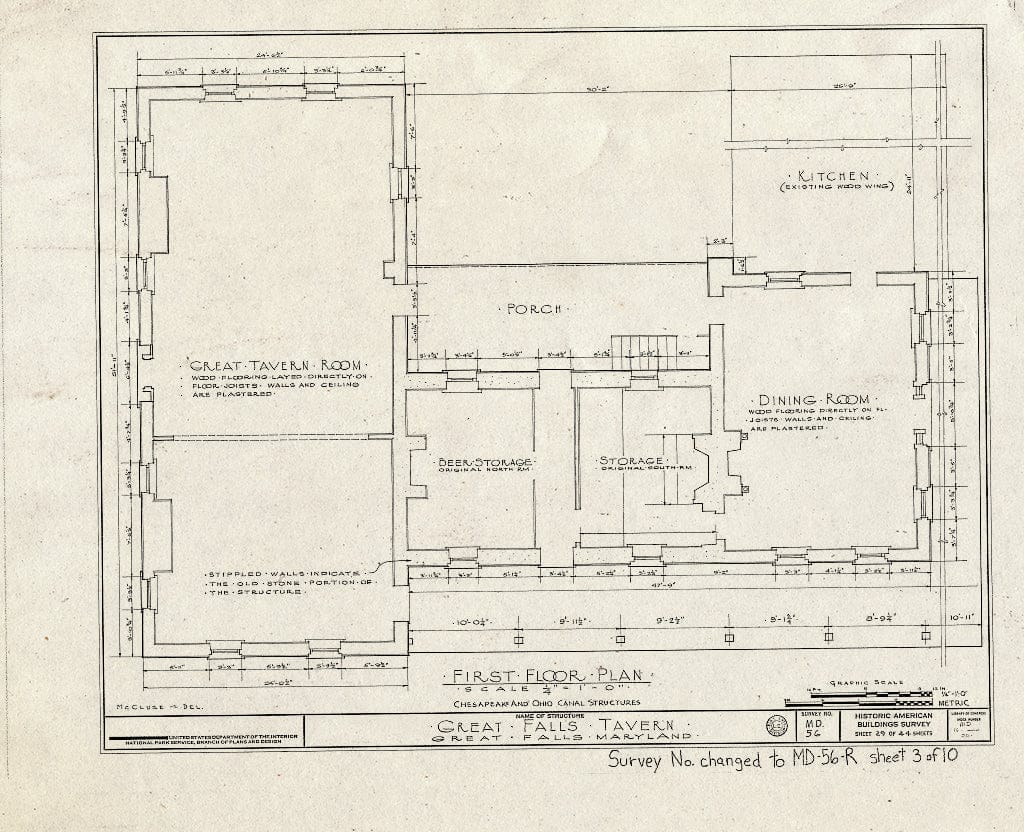 Blueprint HABS MD,16-,20- (Sheet 3 of 10) - Chesapeake & Ohio Canal, Great Falls Tavern, Lock 20, MacArthur Boulevard Vicinity, Great Falls, Montgomery County, MD