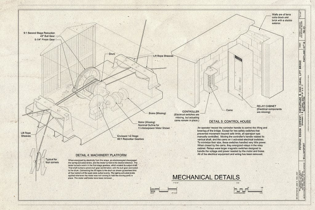 Blueprint Mechanical Details - Potomac Edison Company, Chesapeake & Ohio Canal Bridge, Spanning C & O Canal South of U.S. 11, Williamsport, Washington County, MD
