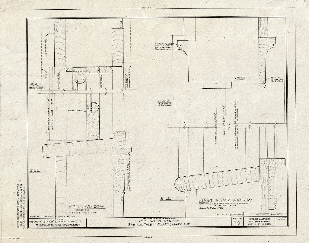 Blueprint HABS MD,21-EATO,9- (Sheet 5 of 6) - 20 South West Street (House), Easton, Talbot County, MD