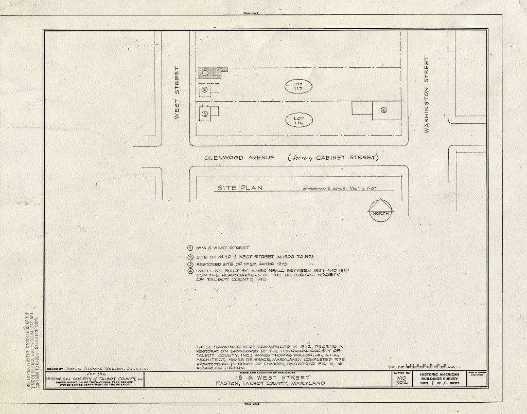 Blueprint HABS MD,21-EATO,8- (Sheet 1 of 8) - 18 South West Street (House), Easton, Talbot County, MD
