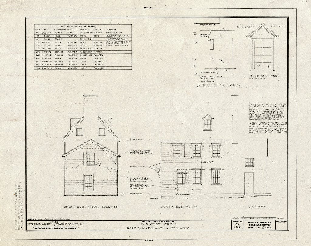 Blueprint HABS MD,21-EATO,8- (Sheet 4 of 8) - 18 South West Street (House), Easton, Talbot County, MD