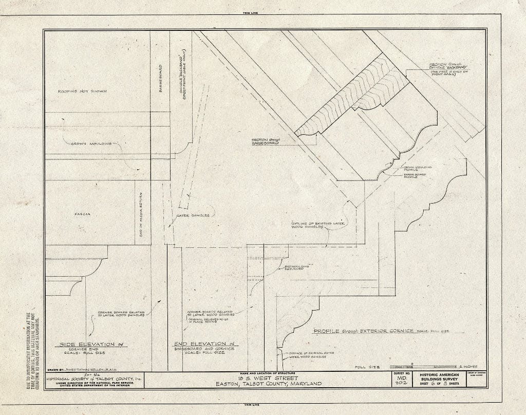 Blueprint HABS MD,21-EATO,8- (Sheet 6 of 8) - 18 South West Street (House), Easton, Talbot County, MD
