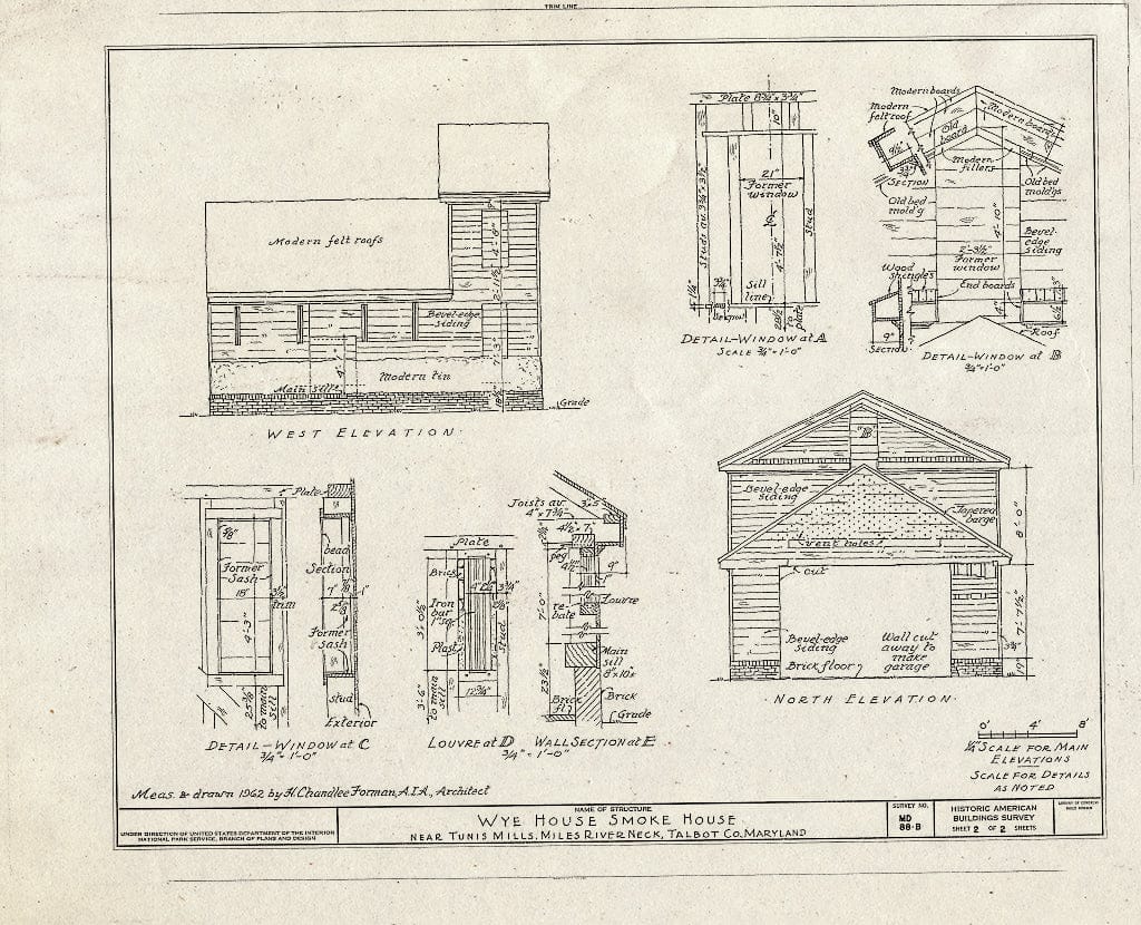Blueprint HABS MD,21-EATO.V,2C- (Sheet 2 of 2) - Wye House, Smokehouse, Bruffs Island Road, Tunis Mills, Talbot County, MD