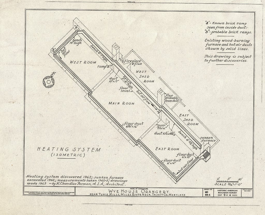 Blueprint HABS MD,21-EATO.V,2A- (Sheet 4 of 4) - Wye House, Orangery, Bruffs Island Road, Tunis Mills, Talbot County, MD