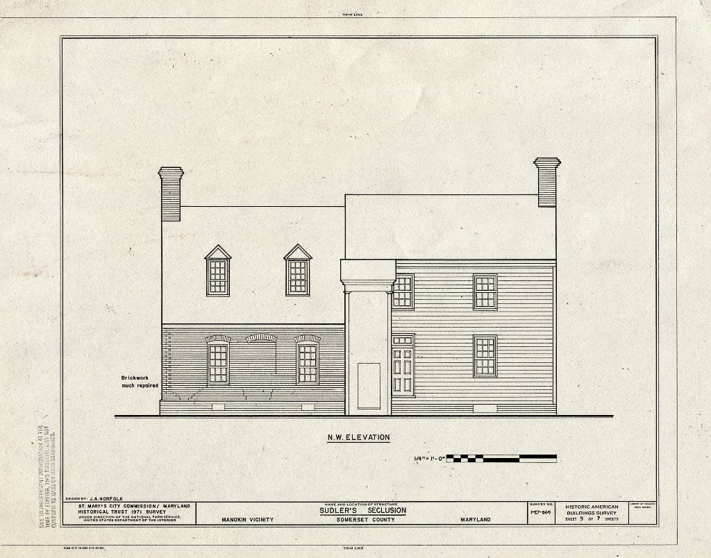 Blueprint HABS MD,20-MANK.V,1- (Sheet 5 of 7) - Sudler's Conclusion, Route 361 Vicinity, Northwest of Manokin, Manokin, Somerset County, MD