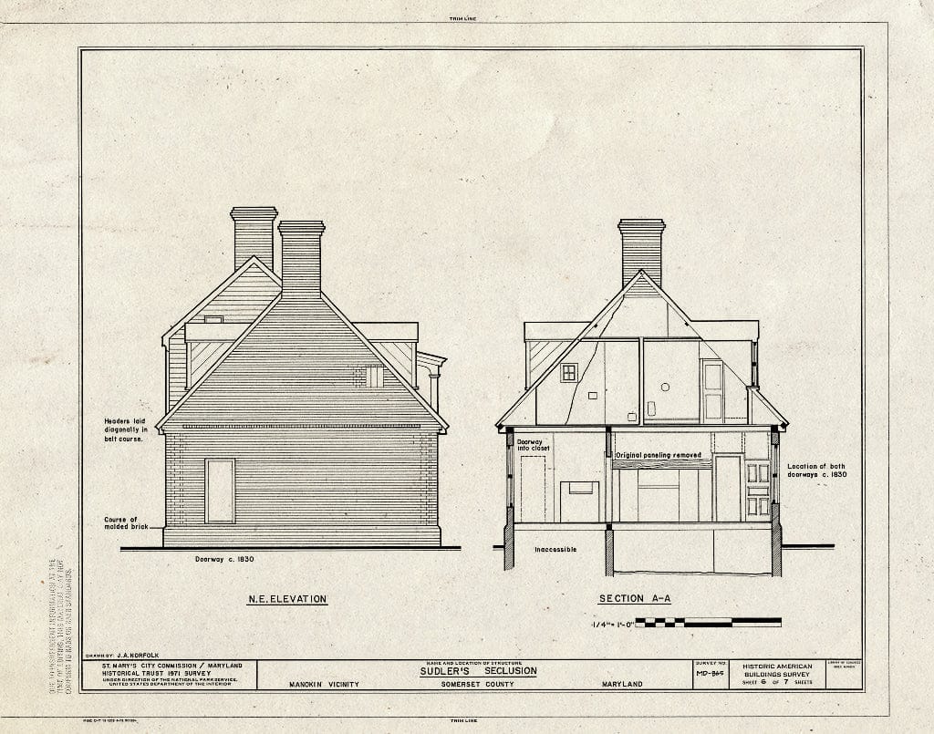 Blueprint HABS MD,20-MANK.V,1- (Sheet 6 of 7) - Sudler's Conclusion, Route 361 Vicinity, Northwest of Manokin, Manokin, Somerset County, MD