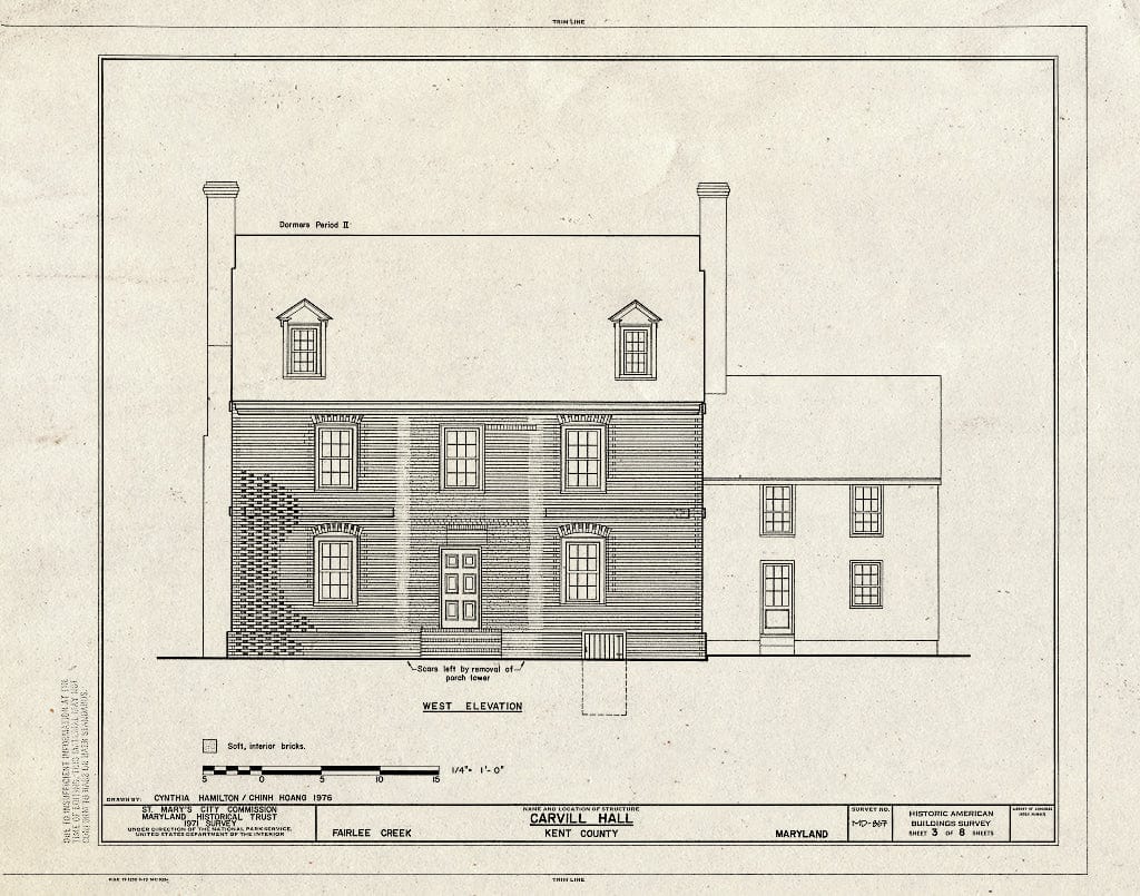 Blueprint HABS MD,15-FACR,1- (Sheet 3 of 8) - Carvill Hall, Fairlee, Kent County, MD
