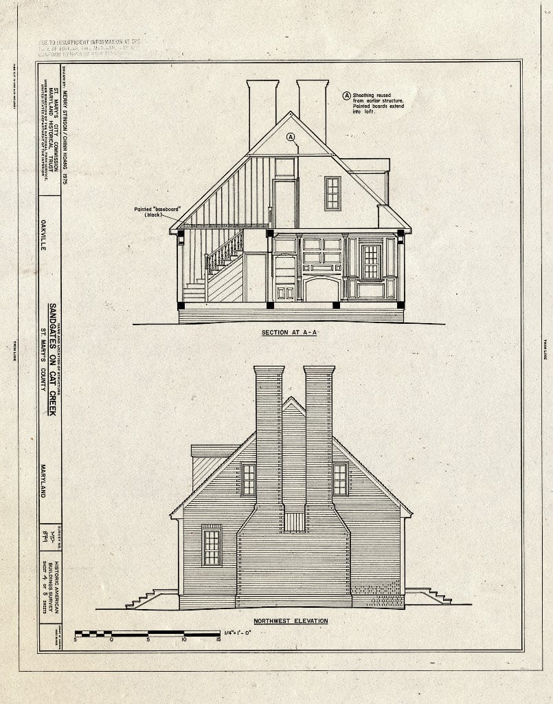 Blueprint HABS MD,19-OKVI.V,1- (Sheet 4 of 5) - Sandgates on Cat Creek, East of Oakville on State Route 472, Oakville, St. Mary's County, MD