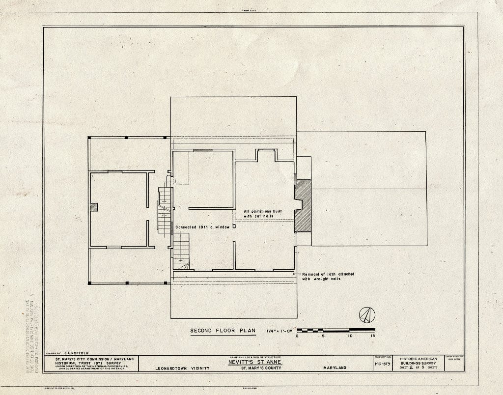 Blueprint HABS MD,19-LENTO.V,2- (Sheet 2 of 3) - Nevitt's St. Anne, Leonardtown, St. Mary's County, MD