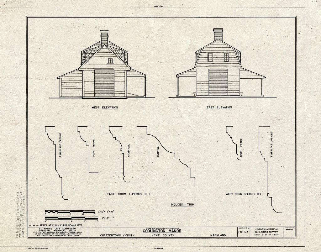 Blueprint HABS MD,15-CHETO.V,2- (Sheet 3 of 11) - Godlington Manor, Chestertown, Kent County, MD