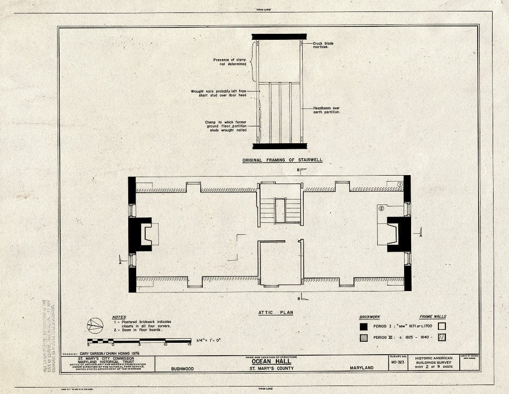 Blueprint HABS MD,19-BUWO,1- (Sheet 2 of 9) - Ocean Hall, Bushwood, St. Mary's County, MD